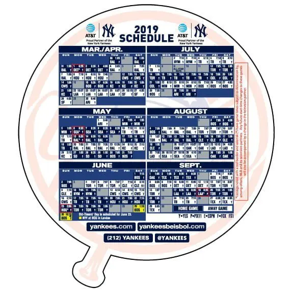 March 28, 2019 New York Yankees - 2019 Magnetic Schedule - Stadium Giveaway  Exchange