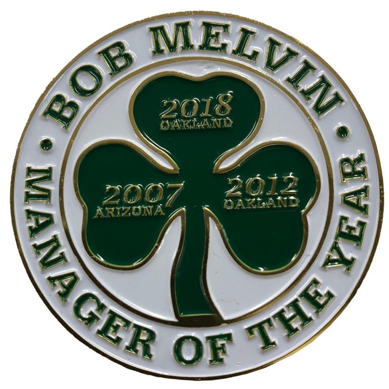 March 29, 2019 Oakland Athletics – Bob Melvin Manager of the Year Pin