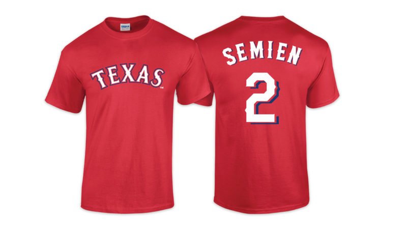 June 3, 2022 Texas Rangers - Marcus Semien Replica Red Jersey T-shirt -  Stadium Giveaway Exchange