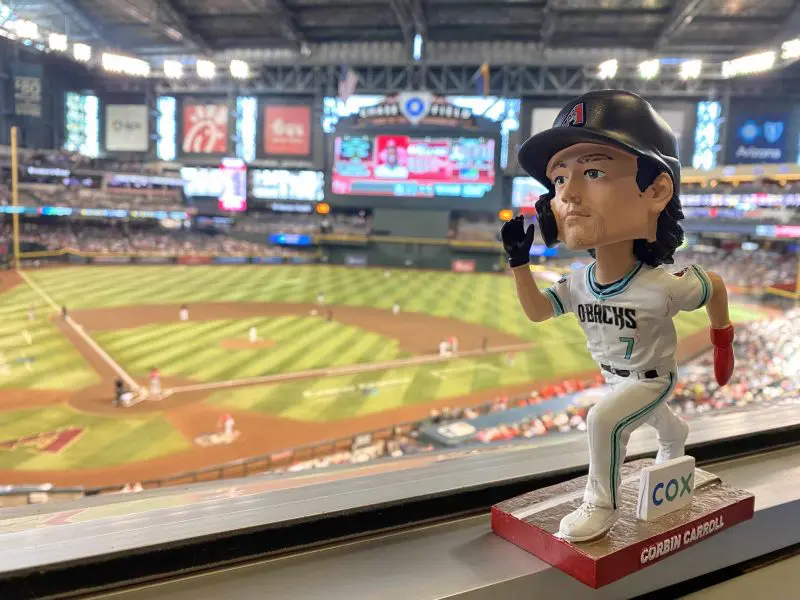 Corbin Carroll's reaction to having his own Bobblehead Night 